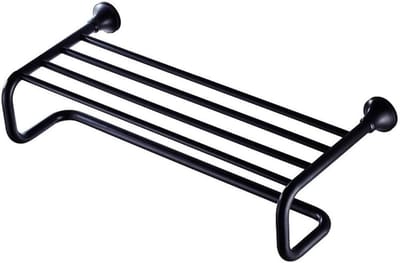 Handdoekrails Badkamer - Dubbele Handdoekstang - Handdoeken Ophangen - Messing & Staal - 60 cm - Zwart