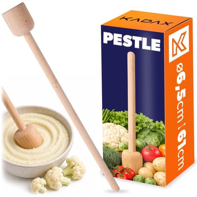 KADAX houten stamper, 61 x 6.5 cm, zuurkoolstamper, stamper voor het fermenteren van zuurkool, aardappelstamper, houten stamper, handstamper, houten stamper