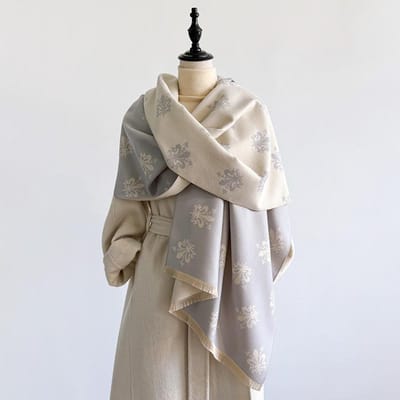 Dames Winter Luxe Dikke Warme Pashmina Sjaal Imitatie Kasjmier Sjaal Met Ster Jacquard Ontwerp Voor Casual Kleding gray