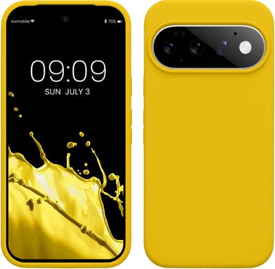 kwmobile telefoonhoesje geschikt voor Google Pixel 11 / Pixel 11 Pro - Hoesje met siliconen coating - Smartphone case in stralend geel