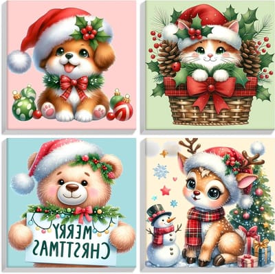 Kerstverf op nummer voor volwassenen en beginners met frame, schilderen op canvas, doe-het-zelf acryl schilderset voor wanddecoratie en creatieve geschenken