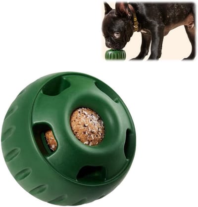 1 x Voerbal - Slow Feeding Ball - Siliconen - Geschikt voor puppy's en katten - Bijtspeeltje voor tandjes - Voor gebruik binnenshuis - Dierbenodigdheden - Groen