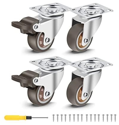 Meubelwielen met Rem - 1,5 Inch Zwenkwielen voor Tafel en Gereedschapskist - 300 lbs Capaciteit - Set van 4