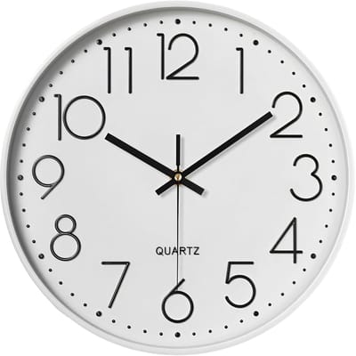 12 Inch Wandklok - Decoratieve Kwartsklokken Zonder Tikgeluid - Moderne Stille Wandklok - Minimalistische Witte Klok Voor Woonkamer En Keuken