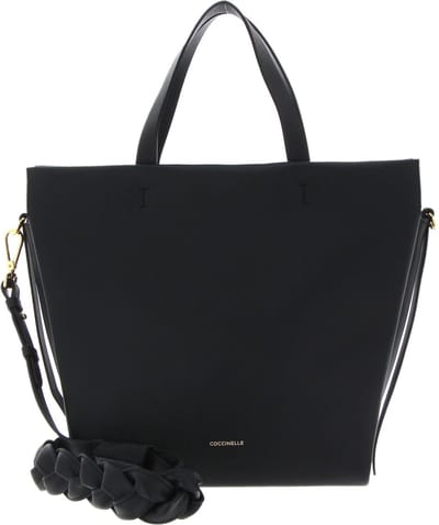 COCCINELLE Leren Handtas Schoudertas Boheme Grana Double Handbag Double Grainy Leather Noir / Brule Zwart