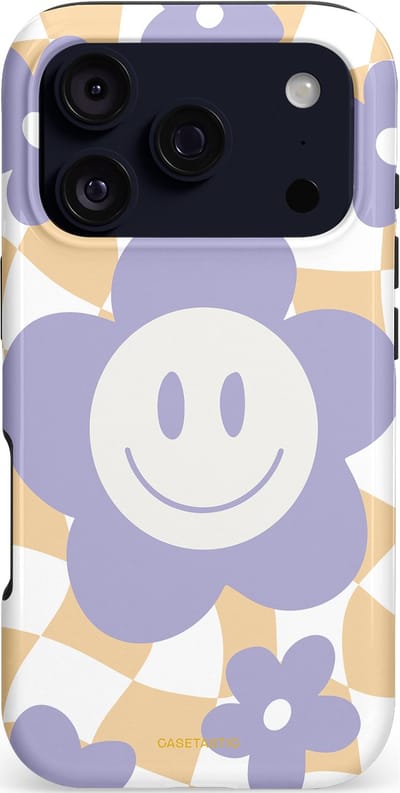 Casetastic hoesje geschikt voor Apple iPhone 17 Pro - MagSafe - Dubbellaagse bescherming - Madeliefjes magie - Fashion Case - Wit Zand Lavendel
