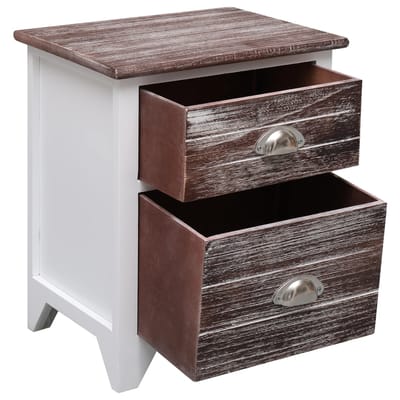 vidaXL - Nachtkastje - 38x28x45 - cm - paulowniahout - bruin - en - wit