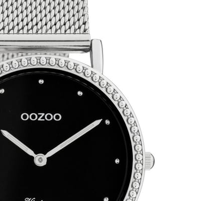OOZOO Vintage series - zilverkleurige horloge met zilverkleurige metalen mesh armband - C20052 - Ø34