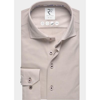 R2 Amsterdam Casual hemd lange mouw solid technical dobby knitted 132.wsp.001/045