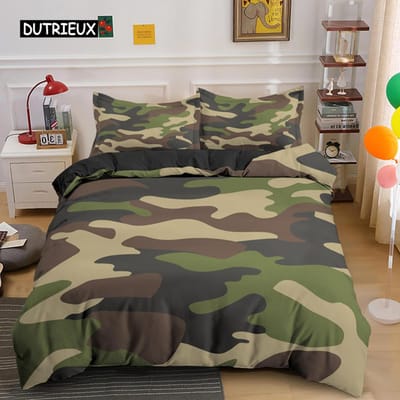Home Textiel Cool Boy Girl Kid Adult Duver Cover Set Camouflage Beddengoed Sets King Queen Twin Dekbedovertrekken Met Kussensloop EU single(135x200cm)