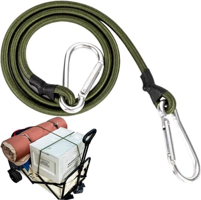 Elastisch touw - Stretchkoord met haak - Outdoor avonturen - Verstelbare lengte - 90 cm - Zwart