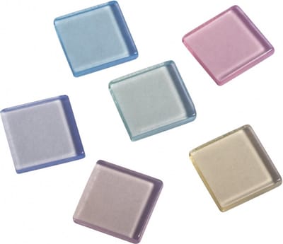 Rayher Mozaiek steentjes/tegeltjes - 410x stuks - pastel mix - 1 x 1 cm - mozaieken maken - kunststof