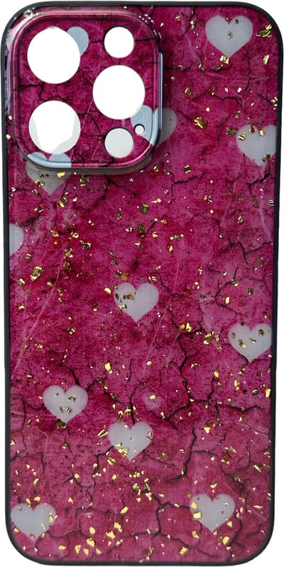 Silicone Hoesje Print - Backcover - Geschikt voor Apple iPhone 14 Pro Max - Roze Hartjes
