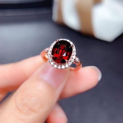 925 Sterling Zilver Rode Ruby Sieraden Ring Voor Vrouwen 14k Rose Goud Kleur Anillos De Bizuteria Bohemen Trouwringen Ring doos Meisje Resizable rood
