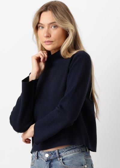 Minus Lupi High Neck Pullover Truien & vesten Dames - Sweater - Hoodie - Vest- Donkerblauw - Maat S