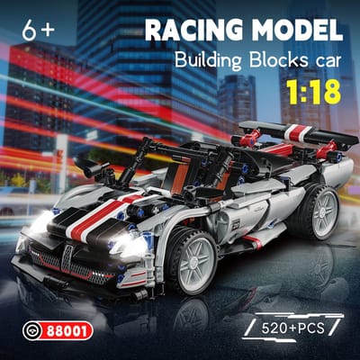 Sportwagen Bouwstenen Set Grappig DIY Cool Voertuig Model Speelgoed met Lichte Openbare Deur voor Meer dan 6 Jaar