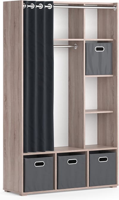 Vicco Luigi Kledingopslagkast – 38 x 178.1 cm Met vouwboxen (grijs) Sonoma
