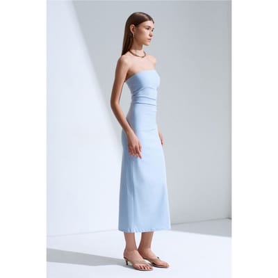 Strapless Bodycon Midi-jurk met Split