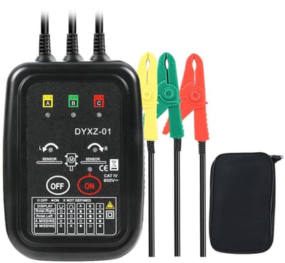 Fase Rotatie Tester - Driefase Meter - Motor Richting Controleren - Contactloze Meting - 70-600V AC - Grijs