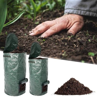 Compostzakken Tuin - Compostbakken Herbruikbaar - Afval Verwerken - Geurbestendig Ontwerp - 15 & 34 Gallon - Donkergroen