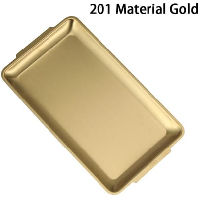 304 Roestvrijstalen Plaat Rechthoekige Plaat Gouden Dienblad Ambacht Decoratie Barbecue Plaat Westerse Voedsel Snack Plaat Platte Plaat 22x14cm