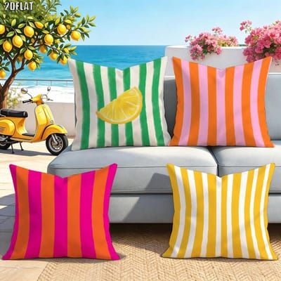 4 pièces housse de coussin rayée italienne « Ciao Bella » décoration de terrasse extérieure housse de coussin décoration de chambre à coucher maison taie d'oreiller 40x40cm