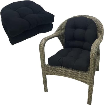 Tuinstoelkussens Set - Buitenstoelkussens Zwart - Comfortabel Zitten - Waterdicht Polyester - 48 x 48 cm - Zwart