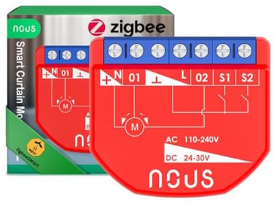 Slimme Gordijnmodule met ZigBee Technologie - 16A AC / 10A DC, Compatibel met Alexa en Google Assistant