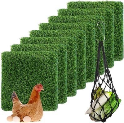 Kunstgras Nestmatten - Nepgras Pads - Kippenhok Inrichting - Zachte Beschermende Vulling - 30 x 30 cm - Groen