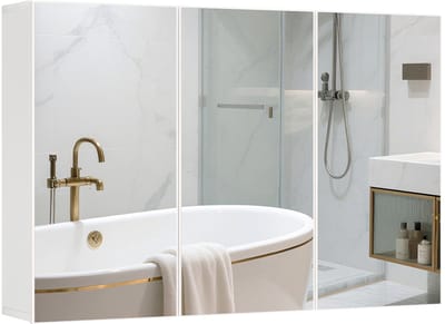 HOMCOM Spiegelkast Spaanplaat, glas 90L x 15,5B x 60H cm Wit