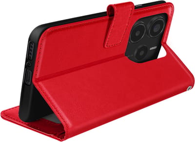 Mayaxess, Hoesje voor Xiaomi Redmi Note 14 5G portemonnee met sleutelkoord, Rood
