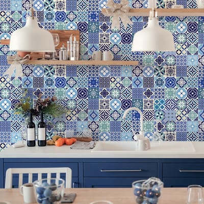 Zelfklevende tegelmuurstickers voor keuken en badkamer - 60 Cindito Azulejos tegelstickers - 60 stickers 10x10cm