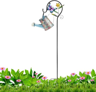 Gieter met verlichting - Tuindecoratie lamp - Sfeerverlichting tuin - Op zonne-energie - 83.5 x 18.5 cm - Metaal