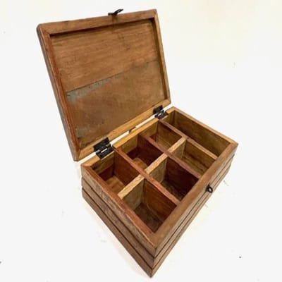 Houten theedoos - 7 vakken zie foto