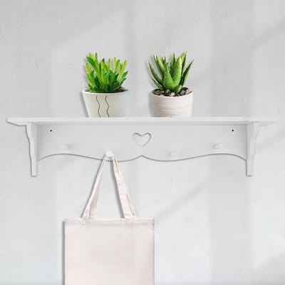 Witte Gesneden Wandhanger Holle Wandplank Wanddecoratie Kapstok Haak