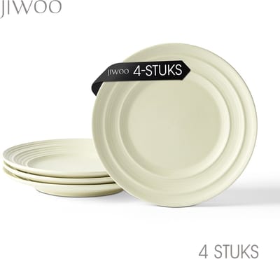 Dinerborden set van 4 (Ø21,4cm / 8,5inch), Ontbijtborden, Pastaborden, Pizzaborden, serviesset 4 persoons, Geschikt voor restaurants, hotels, banketten, familiefeesten, en picknicks, Magnetron-vaatwasserbestendig, Keramiek