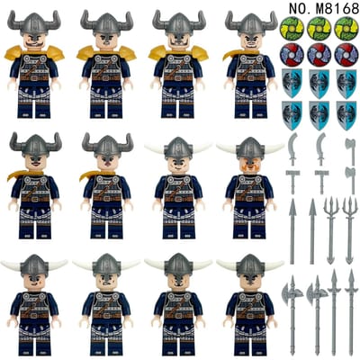 Viking pop M8168 kinderen monteren compacte deeltjes bouwstenen speelgoed wapens accessoires verjaardagscadeaus voor soldaten.