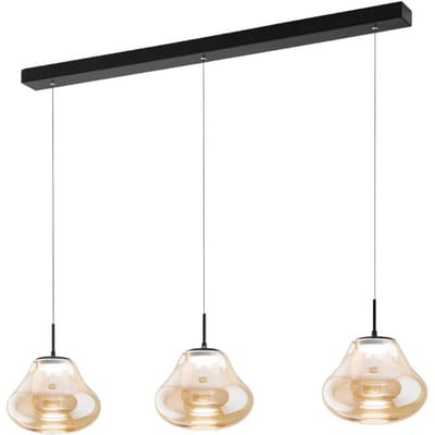 Fabas Luce LED hanglamp Deva, 3-lamps, 115 cm, amber, CCT, dimbaar