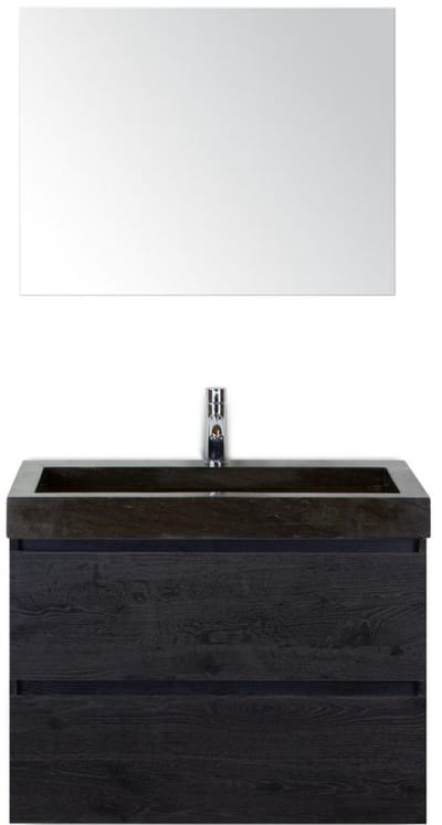 Maxx XL Badmeubelset 80 cm - Black Oak - Wastafel Lucca 1 Kraangat met Spiegel