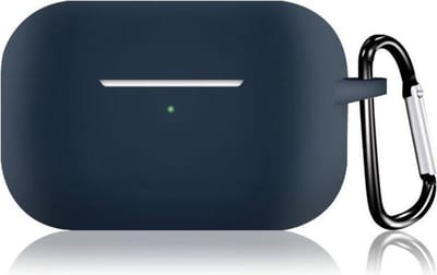 KELERINO. Siliconen Case geschikt voor Apple AirPods Pro - Met Haak - Donkerblauw