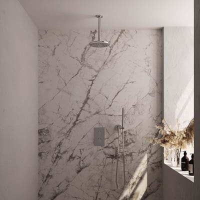 Brauer Chrome Carving Thermostatische Regendoucheset Inbouw - Hoofddouche 20 cm - 3 Weg - Handdouche Staaf - Doucheslang - Wandaansluitbocht - Chroom