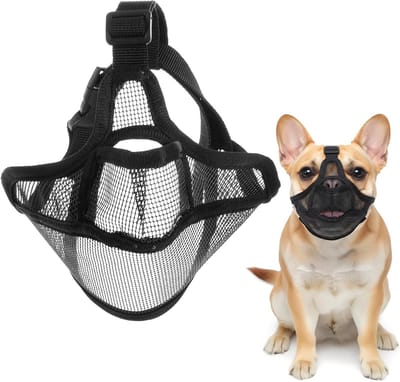 Ademend Hondenmuilkorf voor Bulldogs, Verstelbare Bijtring voor Comfort en Veiligheid, Geschikt voor Franse Bulldogs
