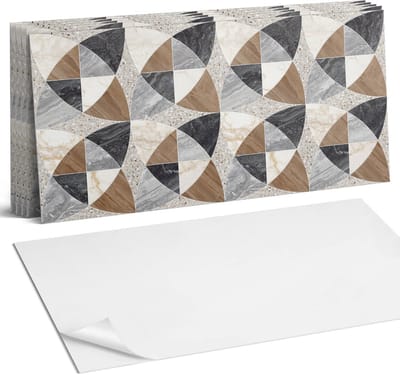 Coloray Plaktegels - Geometrisch tegelpatroon Wandtegel Zelfklevend - 60 cm x 30 cm - Grijs Plaktegels - 6 stuks - Rechthoek PVC Tegels - Plaktegels Keuken - Zelfklevende Vloertegels Badkamer - Vinyl Tegels - Zelfklevende Wandtegels