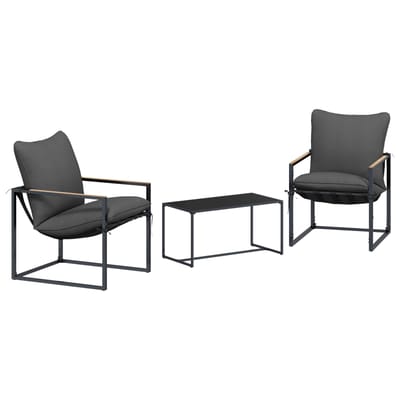 vidaXL - Tuinbank - Set - 3 - st - Zwart - en - Anthraciet - Staal