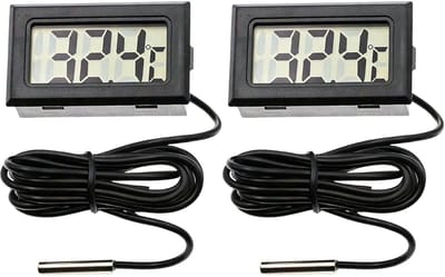 Digitale Thermometer - Mini Sensor - Temperatuur Meten - Buitensensor Inbegrepen - 2 Stuks - Zwart