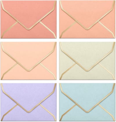 60 Stuks Uitnodigingsenveloppen 4x6 Inch Pastelkleuren met Gouden Rand - Ideaal voor Kaartjes en RSVP