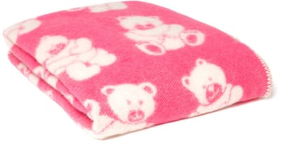 WOOOL Wollen Babydeken - Little BEAR (Roze) - 130x90 - Ledikant