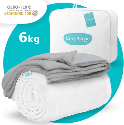 CozySense® Verzwaringsdeken 6 kg - Weighted Blanket - Zwaartedeken met GLASS-Flow® Drukverdeling - Inclusief Wasbare Hoes - 140x200 cm - Grijs