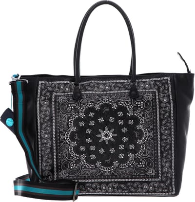 Gabs Leren Shopper Schoudertas Riana TG Ruga Bandana Bowling Bag Nero Zwart