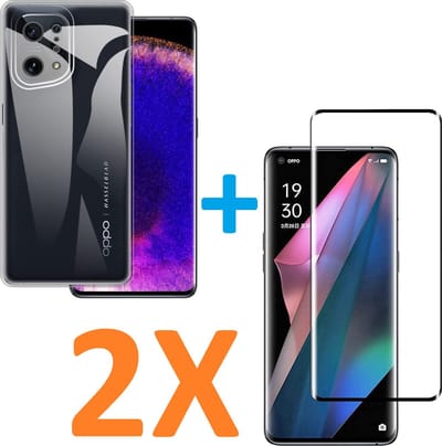 Soft TPU Transparant hoesje Silicone Case + 2 stuk Full Glas Screenprotector Geschikt voor: Oppo Find X5